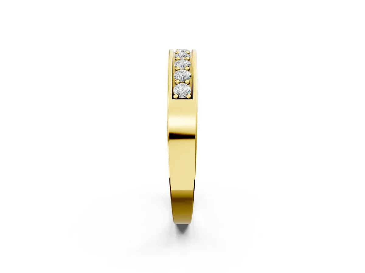 Channel-Set Round Diamond Eternity Band with Shared Prong Setting Yellow gold
