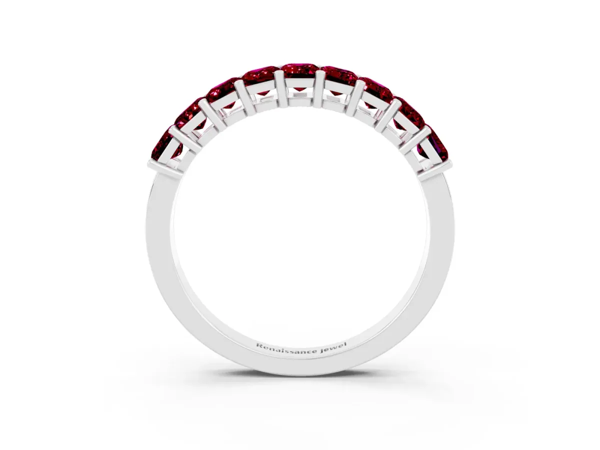 Emerald Cut Garnet Prong-Set Eternity Band White gold