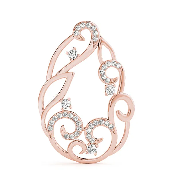 Pavé Diamond Round Pendant with Four-Prong Setting Rose gold