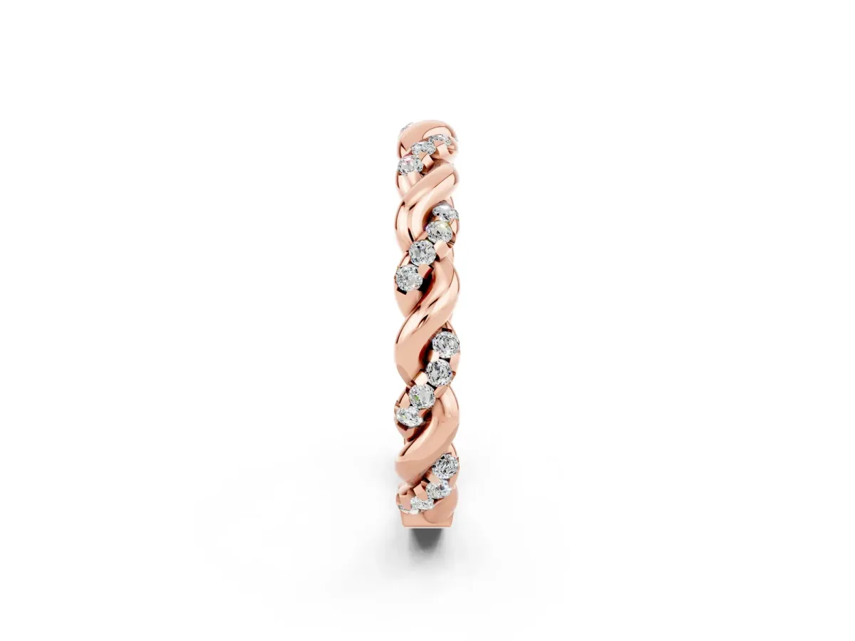 Twisted Pavé Round Moissanite Eternity Band Rose gold