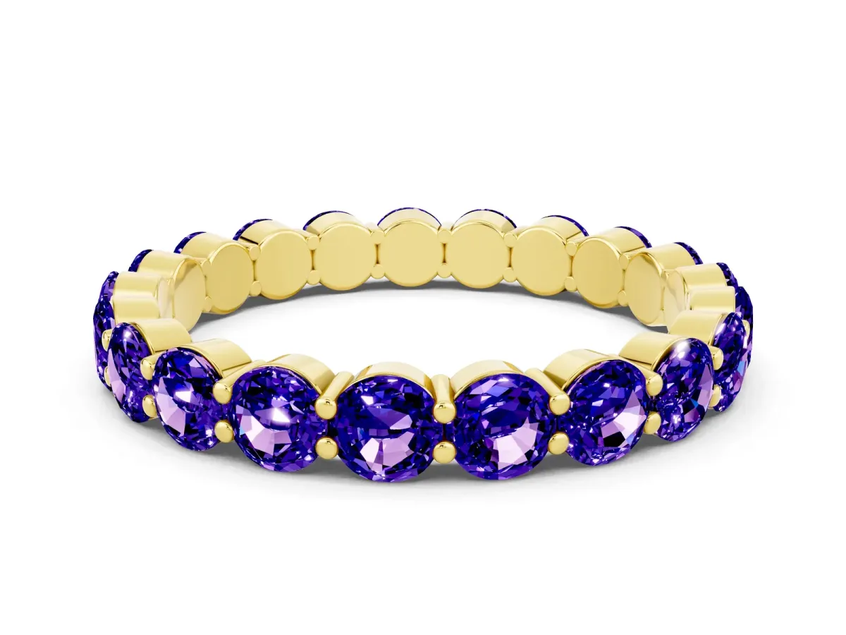 Round Tanzanite Eternity Band with U-Prong Setting Yellow gold