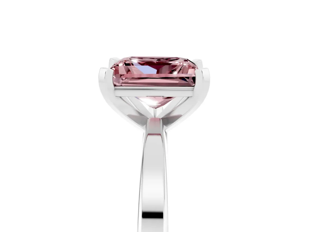 Princess Cut Morganite Solitaire Engagement Ring with Classic Band and Four-Prong Setting Platinum