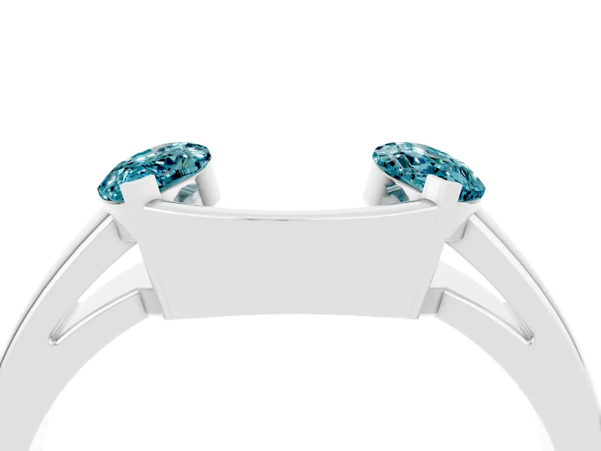 Marquise Blue Topaz Open Band Ring with Tension Setting Platinum