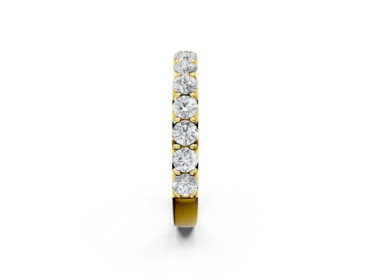 Round Diamond Half Eternity Band with Classic Prong Setting Yellow gold