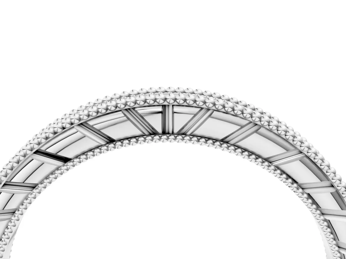 Round Cut Diamond Milgrain Eternity Band with Channel Setting White gold