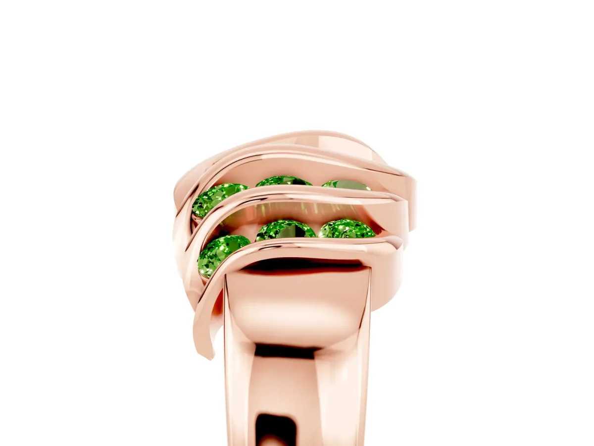 Round Peridot Multi-Row Crossover Band Rose gold