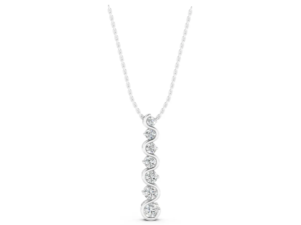 Round Diamond S-Curve Prong Set Pendant Silver