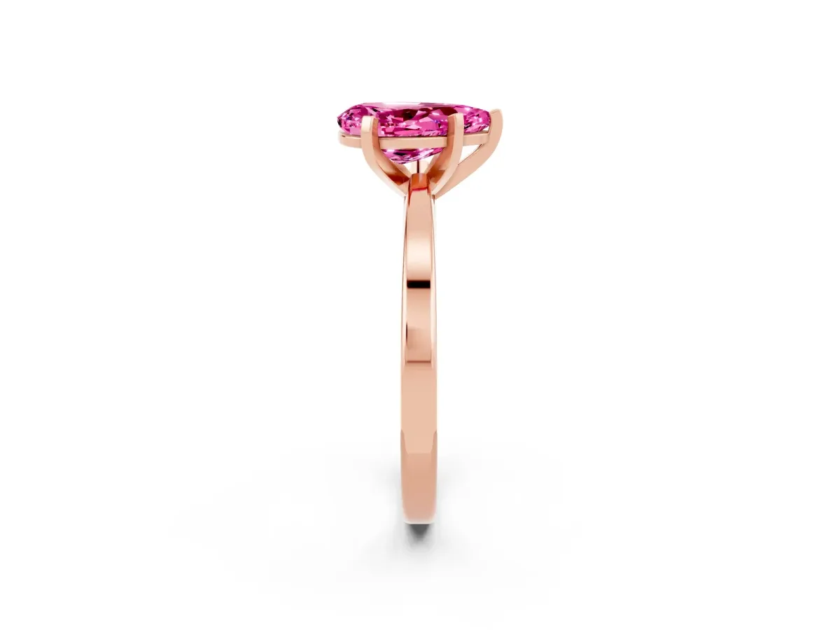 Pear Cut Pink Sapphire Solitaire Engagement Ring with Classic Band and Four-Prong Setting Rose gold