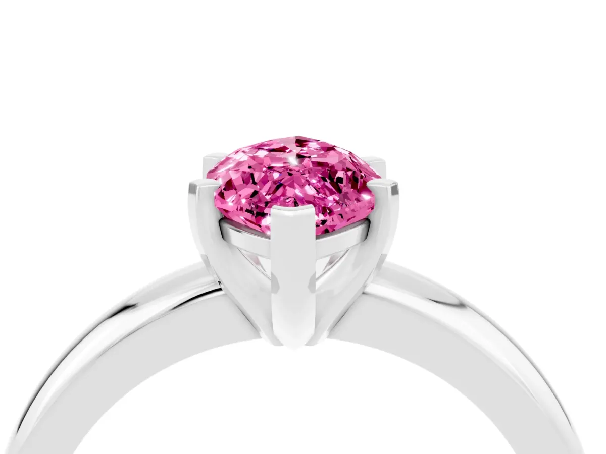 Marquise Cut Pink Sapphire Solitaire Engagement Ring with Round Band and Four-Prong Setting Silver