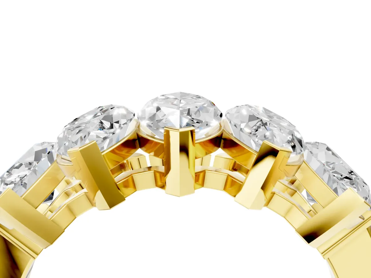 Five Stone Marquise Diamond Prong Set White Gold Band Yellow gold