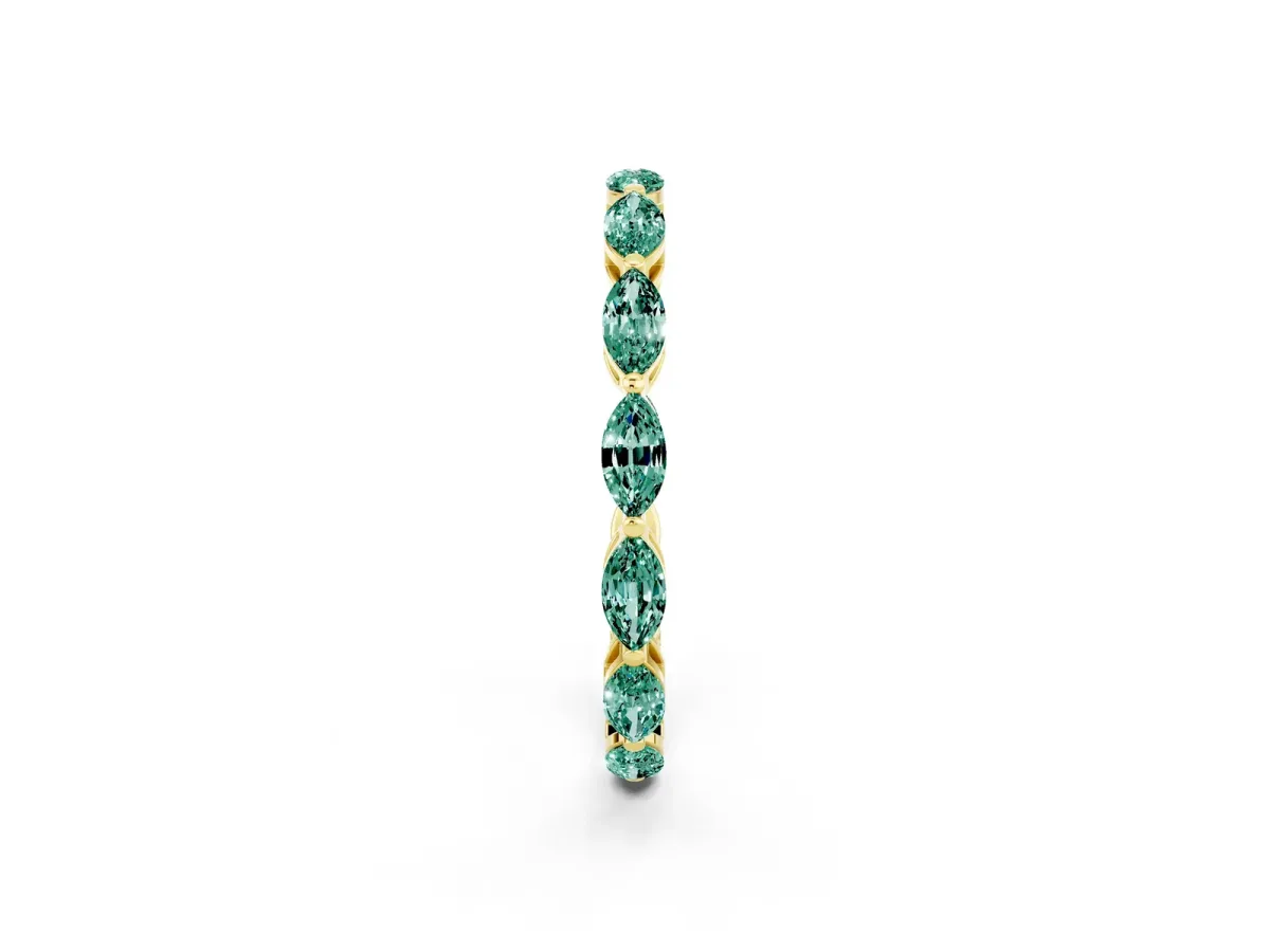 Marquise Green Sapphire Eternity Band with U-Prong Setting Yellow gold
