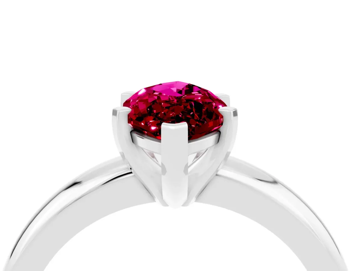 Marquise Cut Garnet Solitaire Engagement Ring with Round Band and Four-Prong Setting Silver
