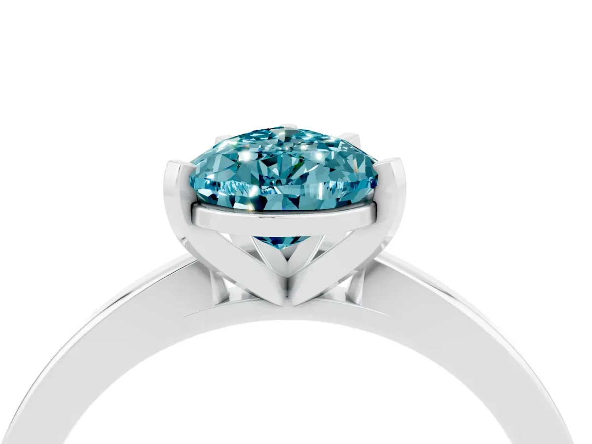 Pear Cut Blue Topaz Solitaire Engagement Ring with Classic Band and Four-Prong Setting Silver