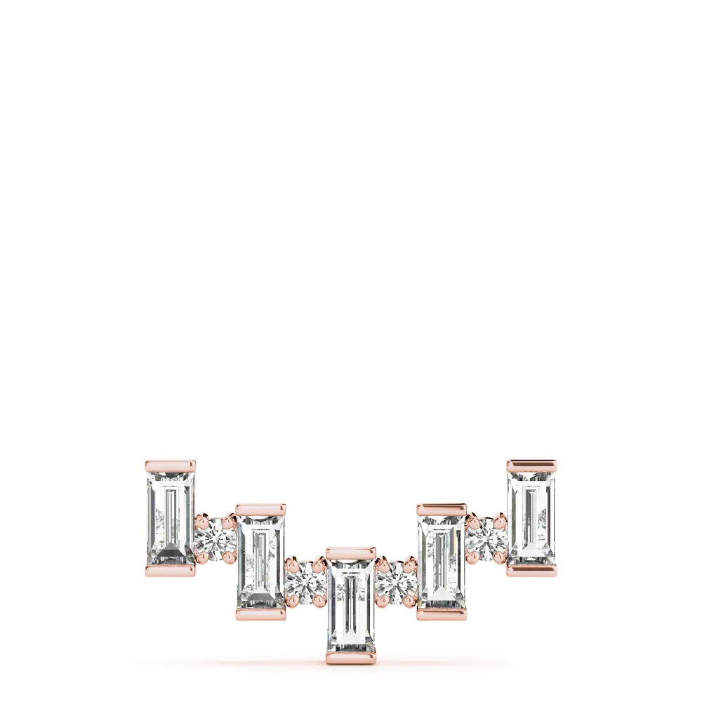 Baguette Diamond Bar Pendant with Prong Setting Rose gold