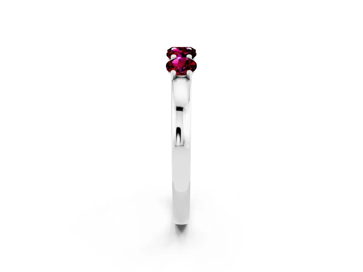 Four-Stone Round Garnet Prong-Set Band Silver