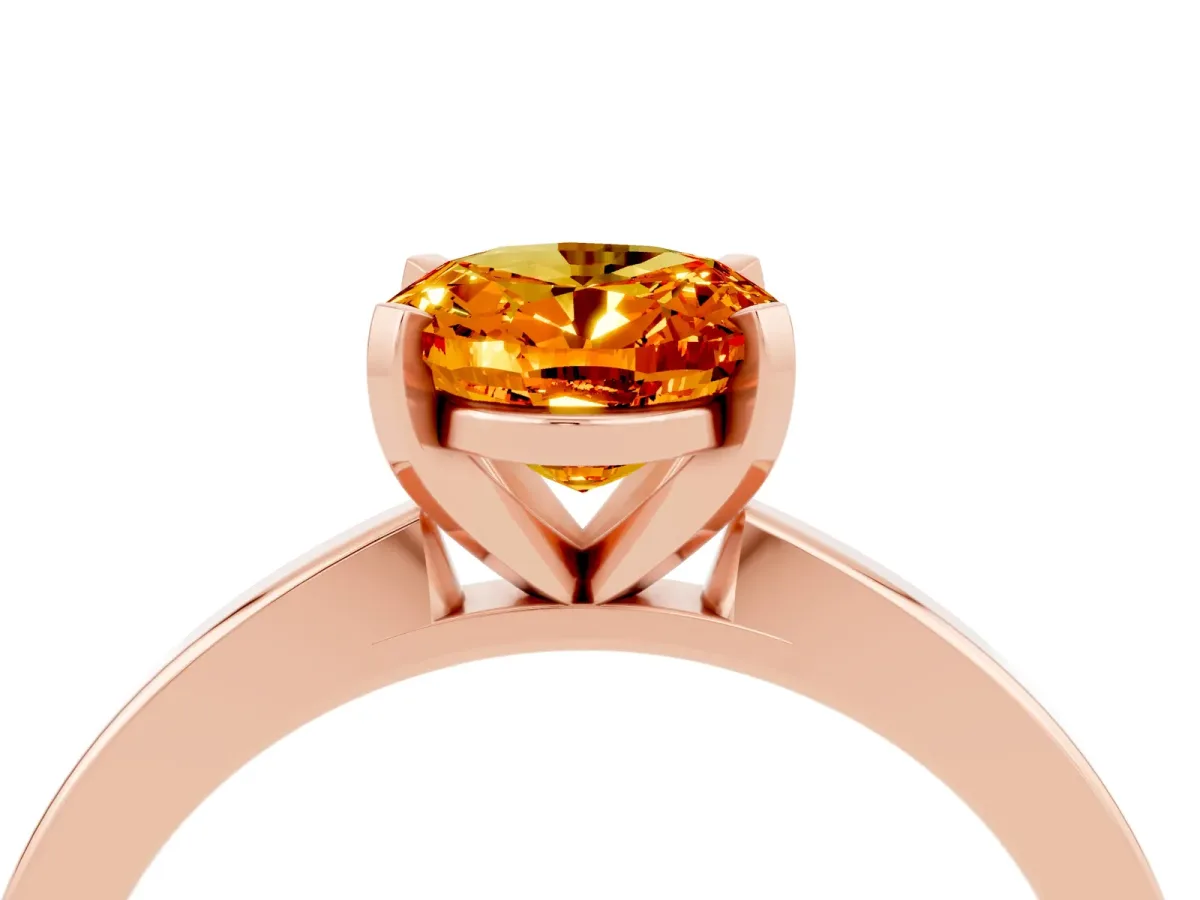 Oval Cut Citrine Solitaire Engagement Ring with Classic Band and Four-Prong Setting Rose gold