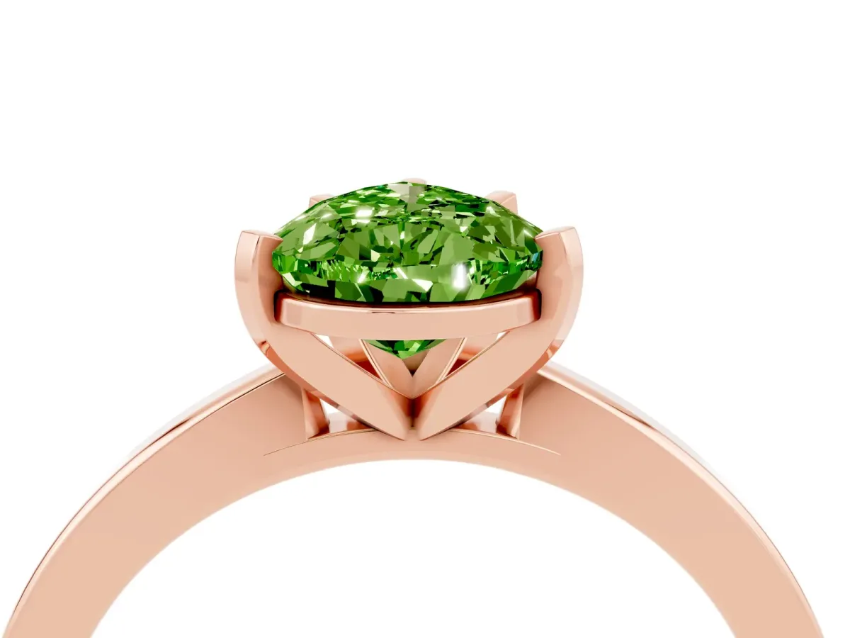 Pear Cut Peridot Solitaire Engagement Ring with Classic Band and Four-Prong Setting Rose gold