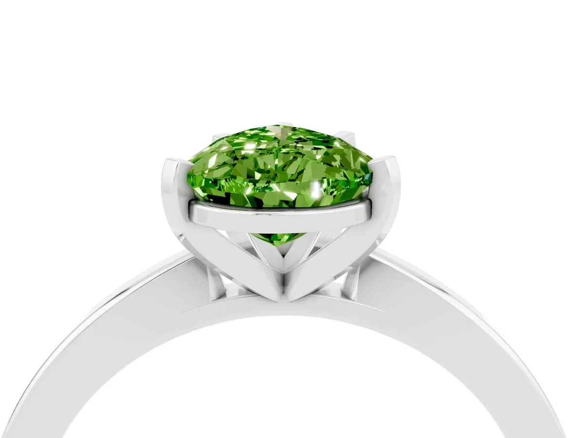 Pear Cut Peridot Solitaire Engagement Ring with Classic Band and Four-Prong Setting White gold