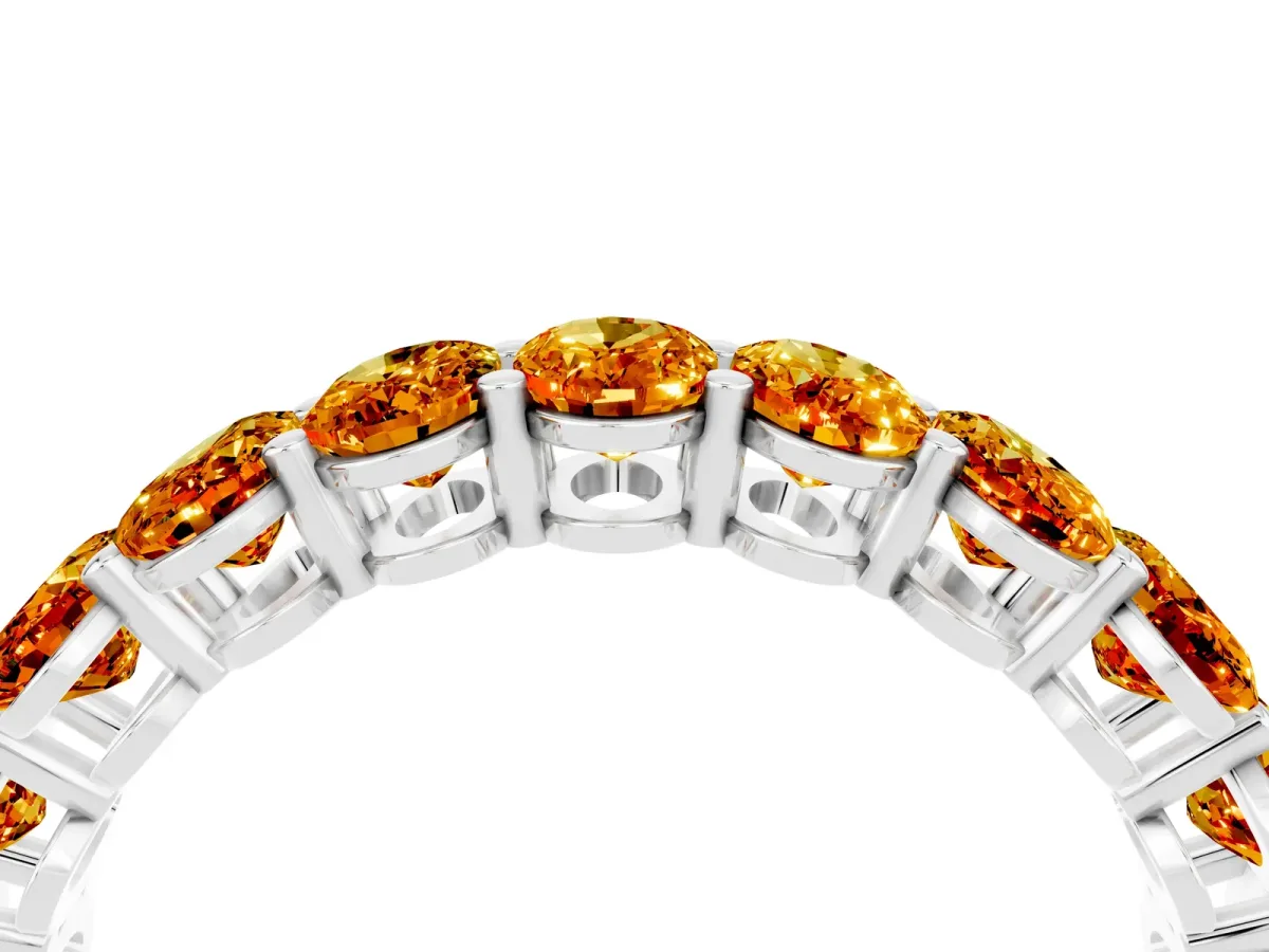 Oval Cut Citrine Eternity Band with Shared Prong Setting Platinum