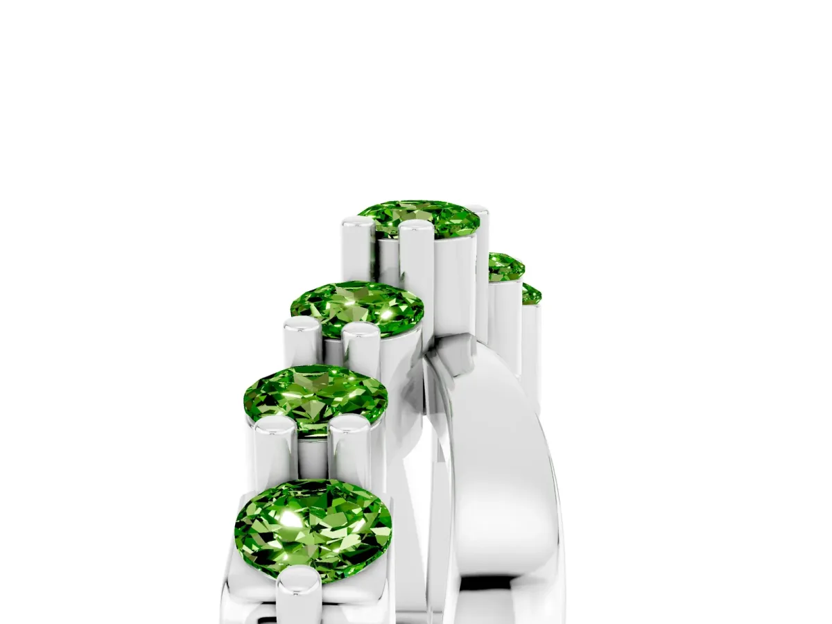 Round Peridot Prong-Set Crossover Band Platinum