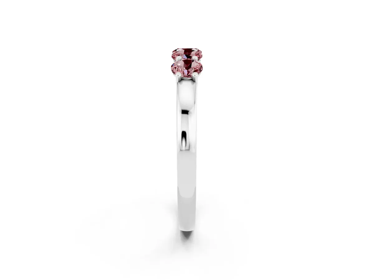 Four-Stone Round Morganite Prong-Set Band White gold