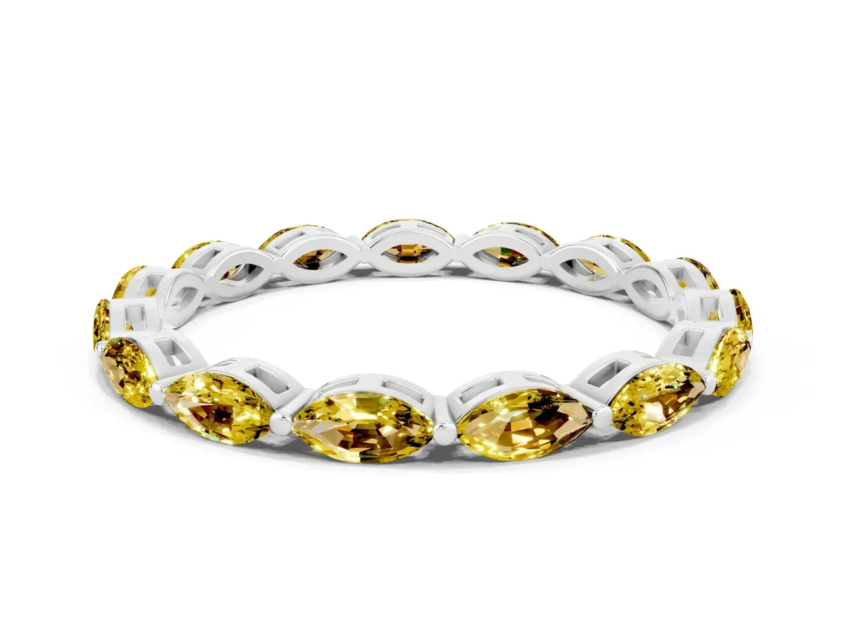 Marquise Yellow Sapphire Eternity Band with U-Prong Setting Silver