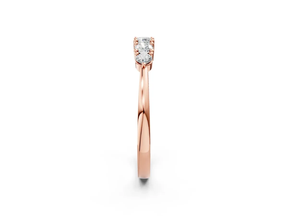 Round Brilliant Diamond Half-Eternity Band with Prong Setting Rose gold