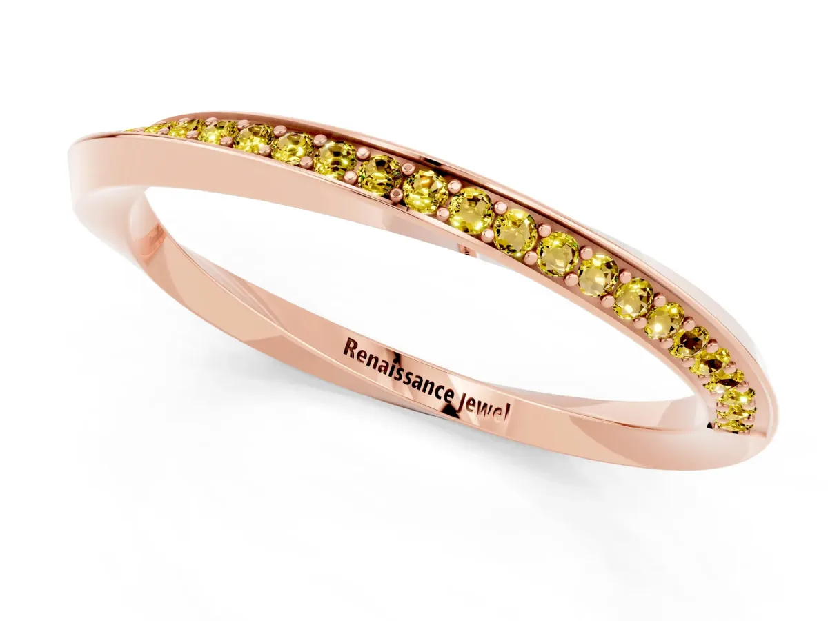 Pavé Round Yellow Sapphire Twist Band Rose gold