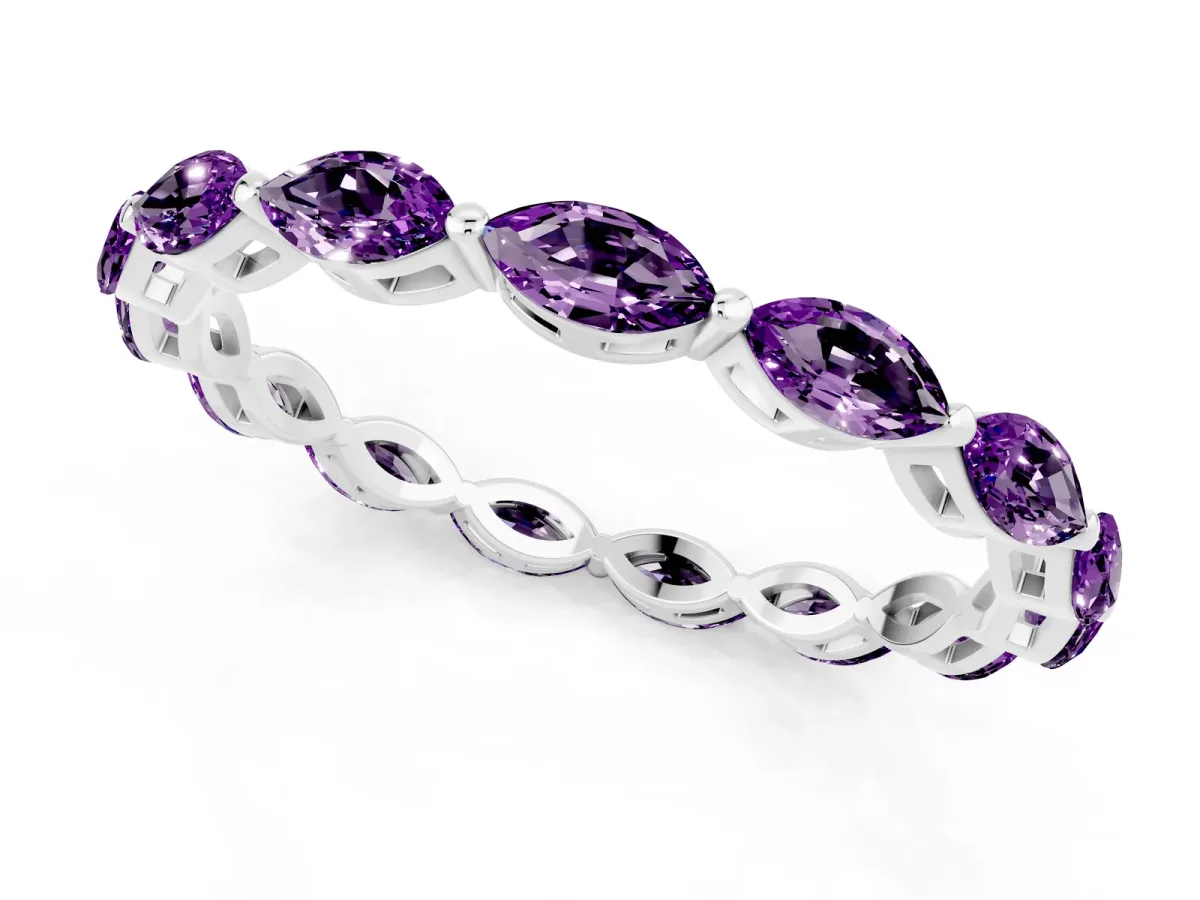 Marquise Amethyst Eternity Band with U-Prong Setting Platinum