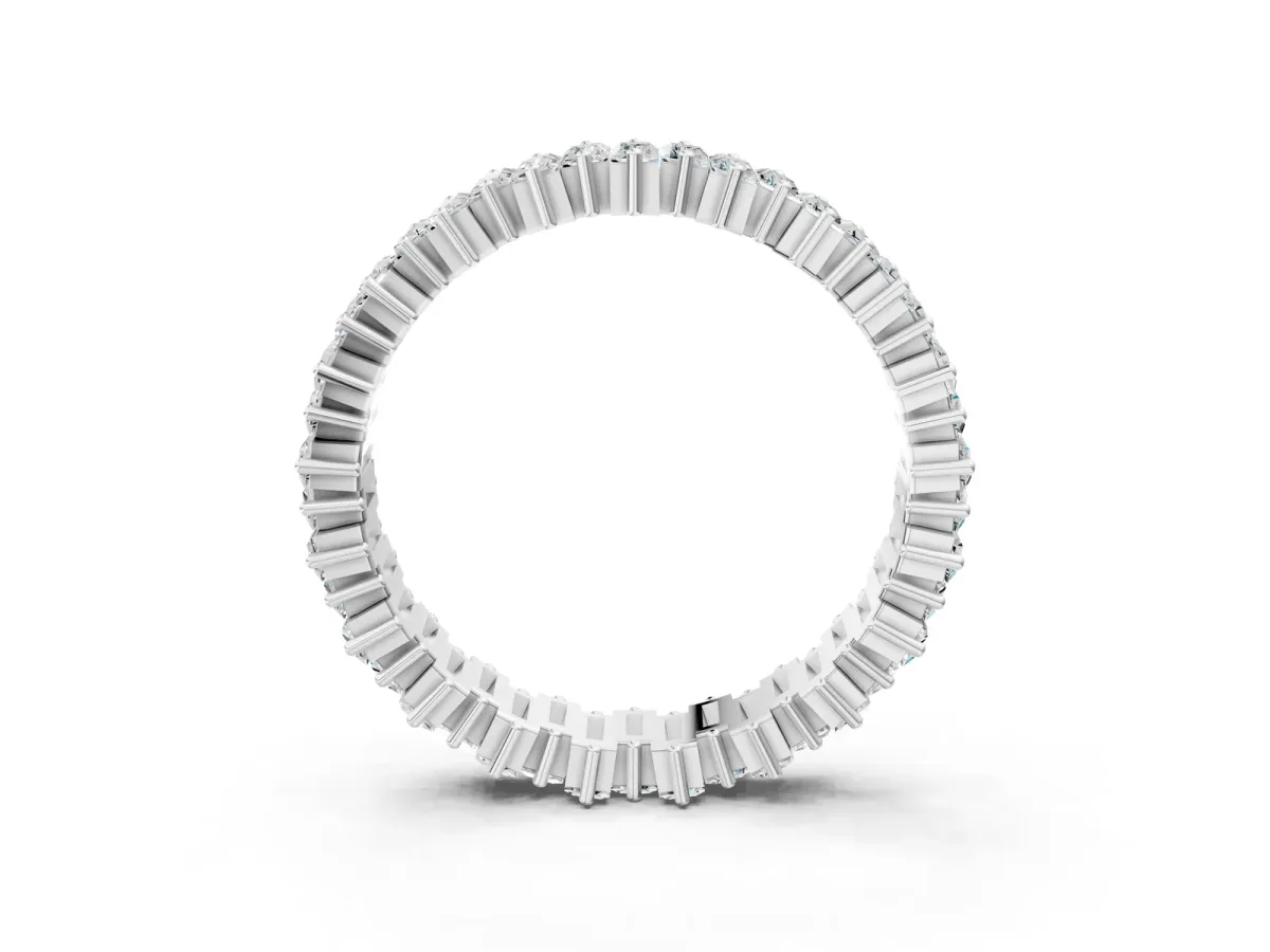 Baguette Diamond Full Eternity Ring with Prong Setting White gold