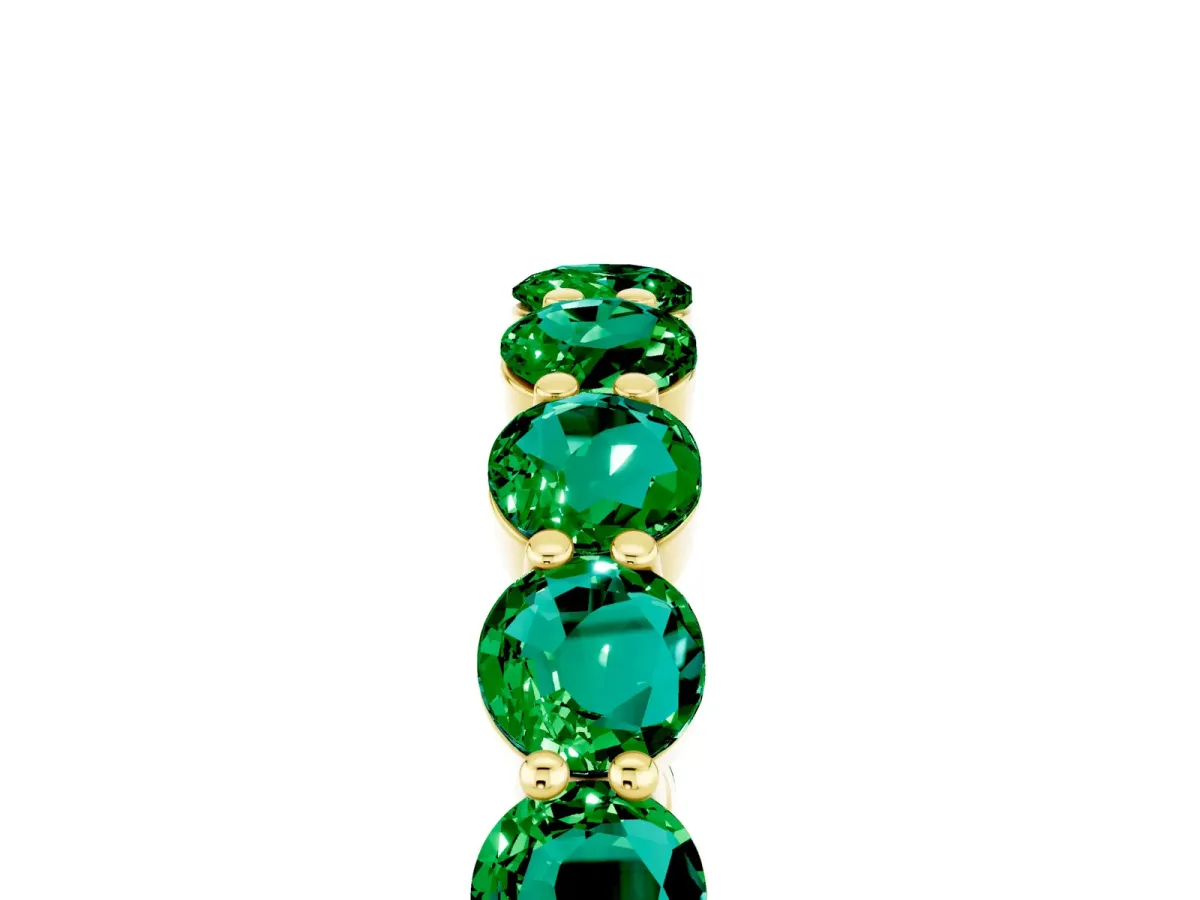 Round Emerald Eternity Band with U-Prong Setting Yellow gold