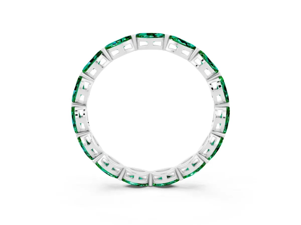 Marquise Emerald Eternity Band with U-Prong Setting Silver
