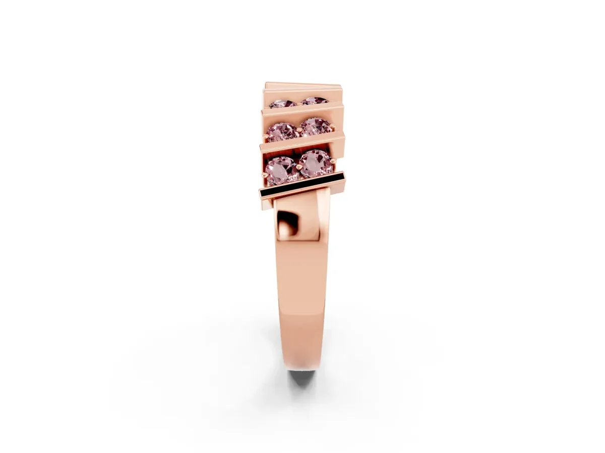Channel Set Round Morganite Anniversary Band with Vertical Prongs Rose gold