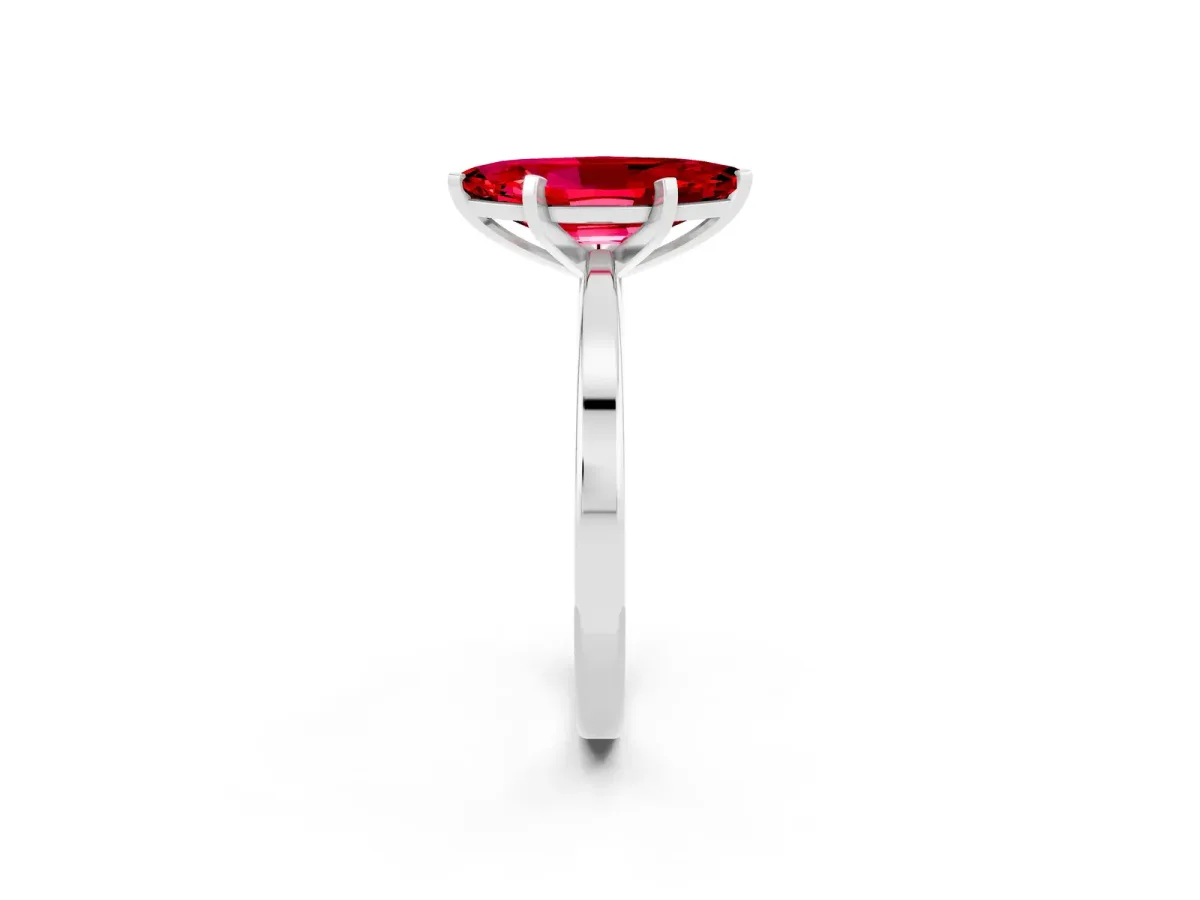 Marquise Cut Ruby Solitaire Engagement Ring with Classic Band and Four-Prong Setting Platinum