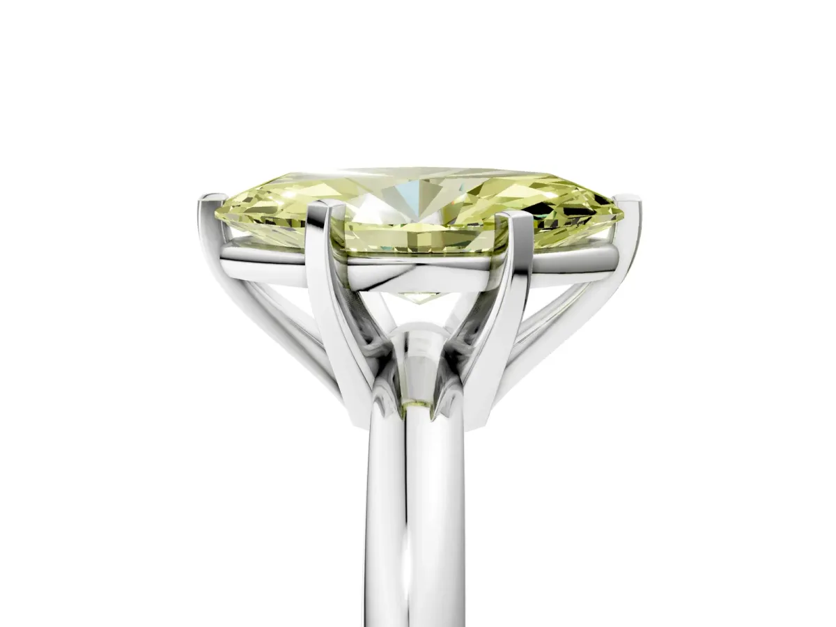 Fancy Yellow Marquise Cut Diamond Solitaire Engagement Ring with Round Band and Four-Prong Setting Silver