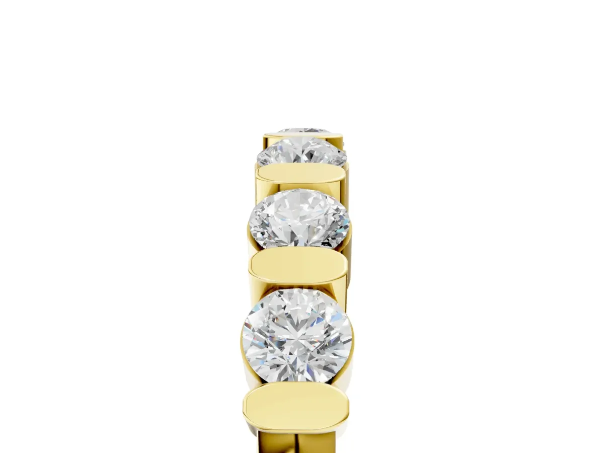 Channel Set Round Diamond Half Eternity Band Yellow gold