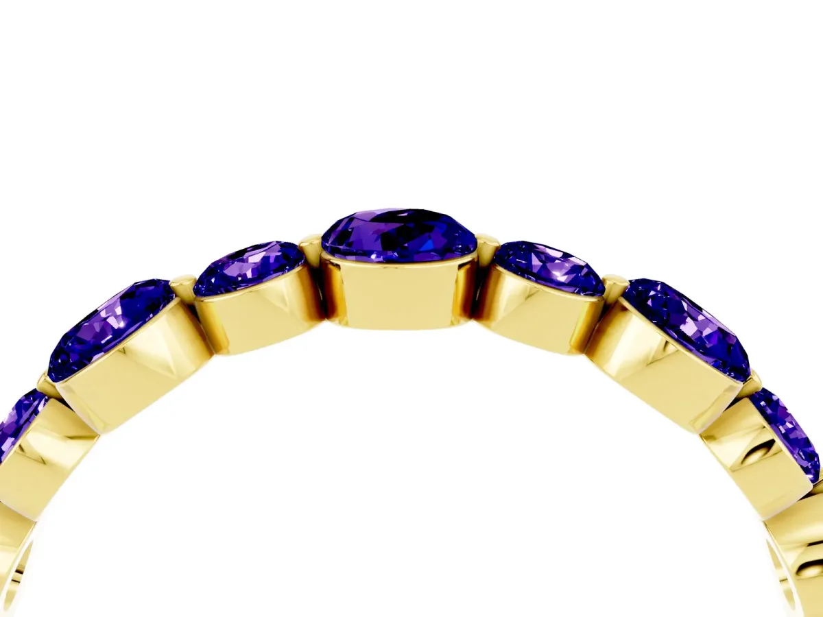 Round Tanzanite Scalloped Prong Set Eternity Band Yellow gold