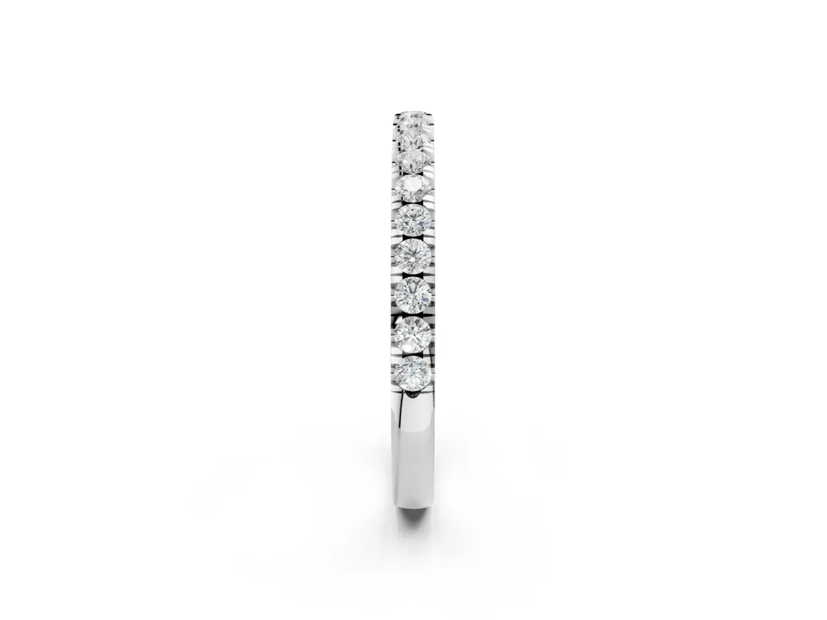 Round Diamond Classic Half Eternity Band with Shared Prong Setting Platinum