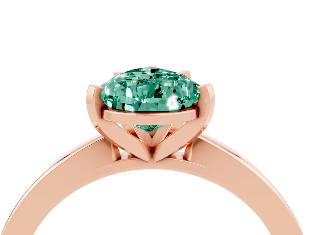 Pear Cut Green Sapphire Solitaire Engagement Ring with Classic Band and Four-Prong Setting Rose gold