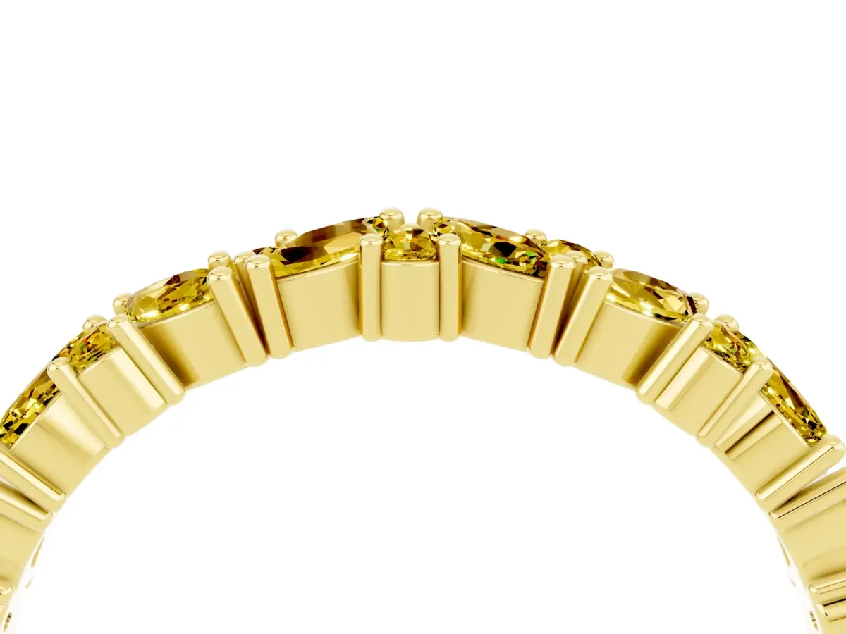 Marquise and Round Yellow Sapphire Vine Eternity Band with Prong Setting Yellow gold