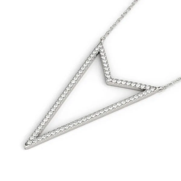 Pavé Set Round Diamond V-Shape Pendant Silver