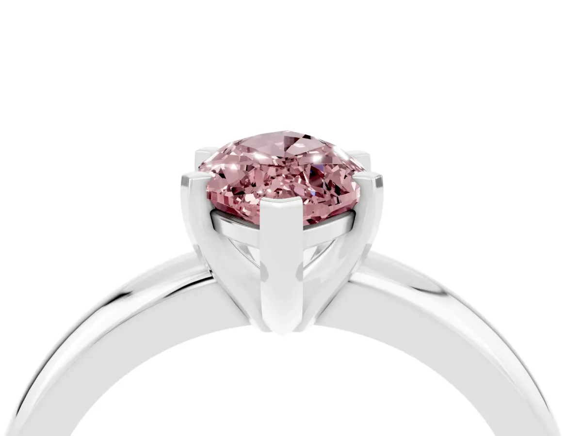 Marquise Cut Morganite Solitaire Engagement Ring with Round Band and Four-Prong Setting Silver