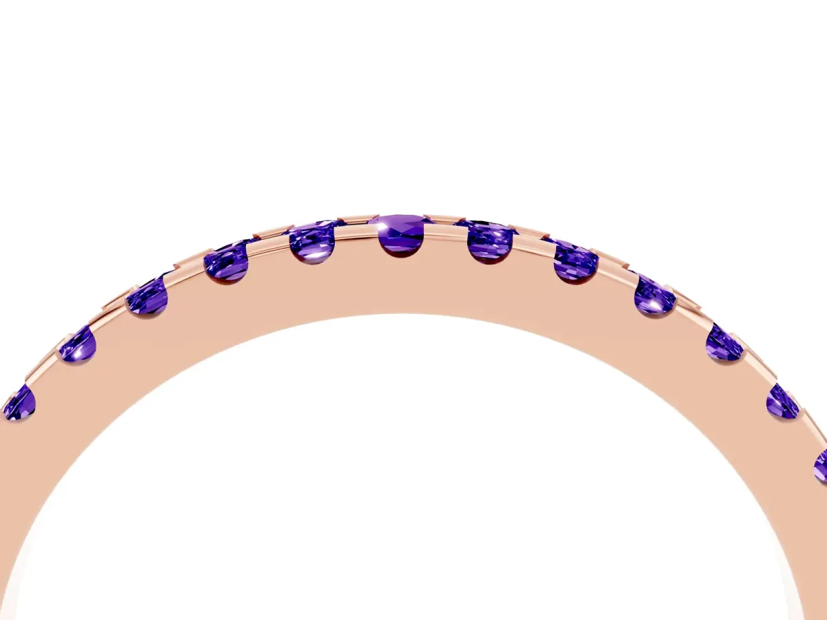 Round Tanzanite Pavé Set Eternity Band with Micro Prong Setting Rose gold