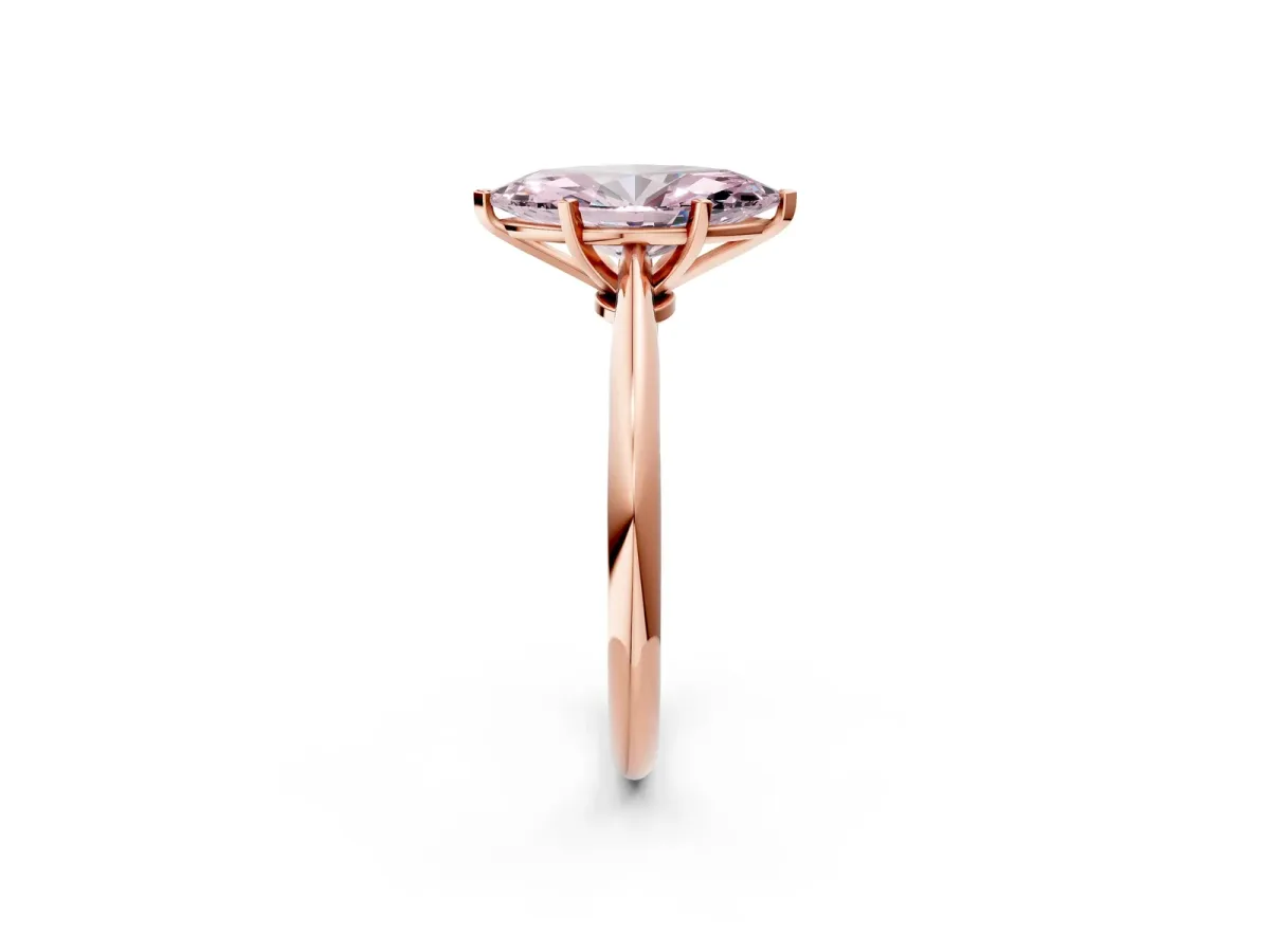 Fancy Pink Marquise Cut Diamond Solitaire Engagement Ring with Classic Band and Four-Prong Setting Rose gold