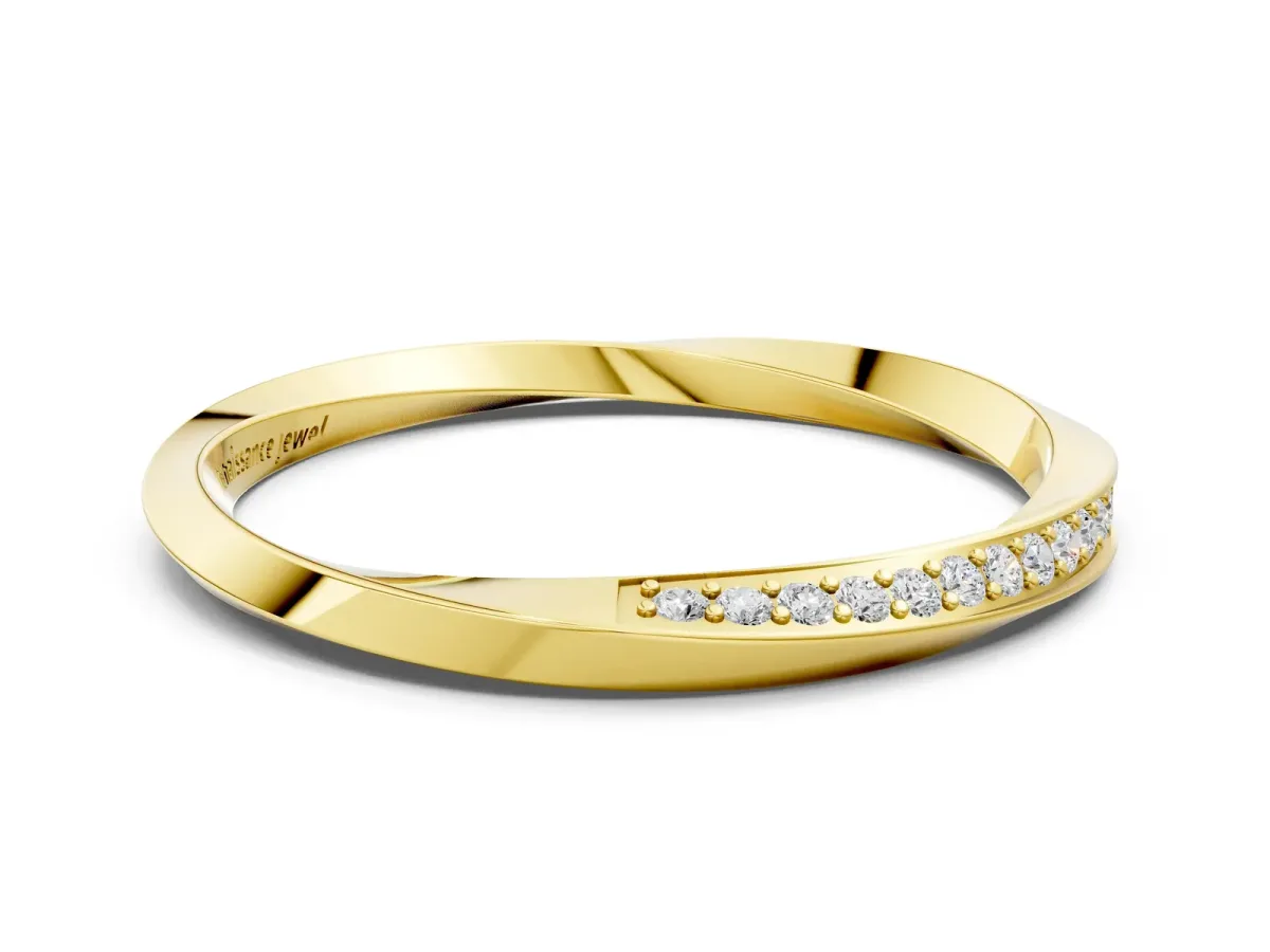 Pavé Round Diamond Twist Band Yellow gold