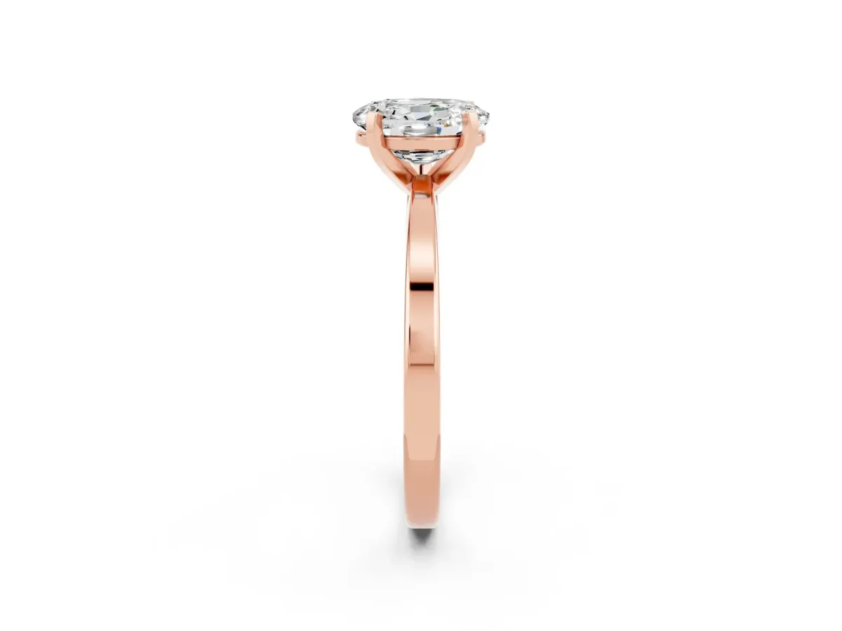 Oval Cut Moissanite Solitaire Engagement Ring with Classic Band and Four-Prong Setting Rose gold