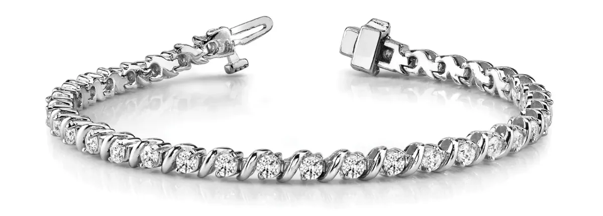 Round Diamond Channel Set Tennis Bracelet with U-Prong Setting White gold