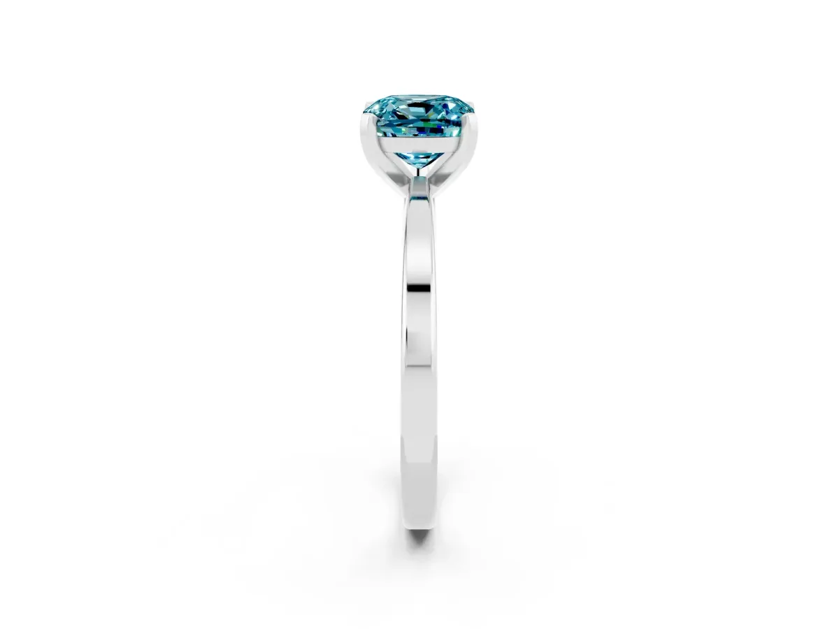 Cushion Cut Blue Topaz Solitaire Engagement Ring with Classic Band and Four-Prong Setting Silver