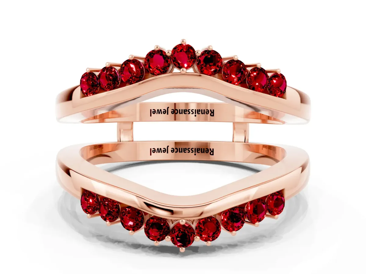 Round Ruby Chevron Contour Band with Prong Setting Rose gold