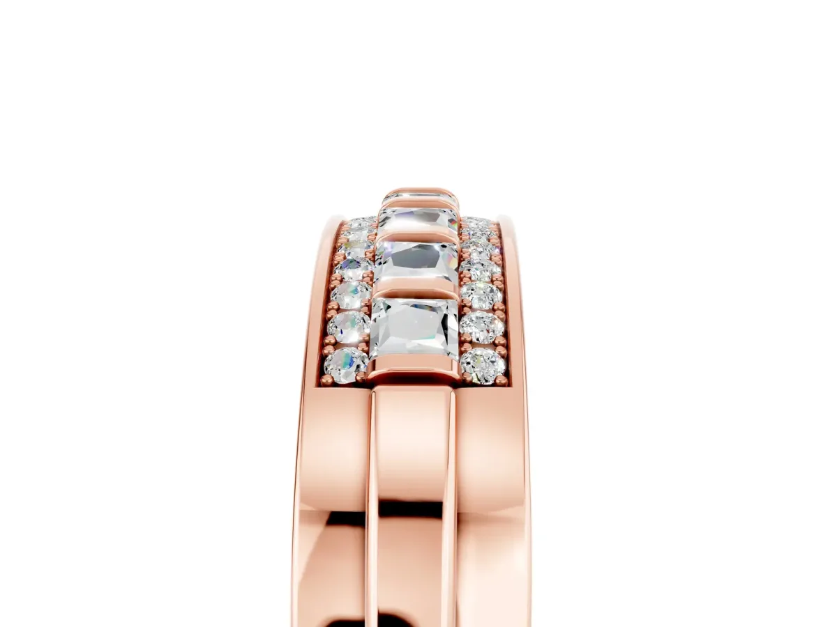 Bar-Set Princess Cut Moissanite Pavé Band Rose gold